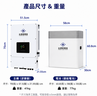 台塑 6KW主機 + 6.8度電 儲能