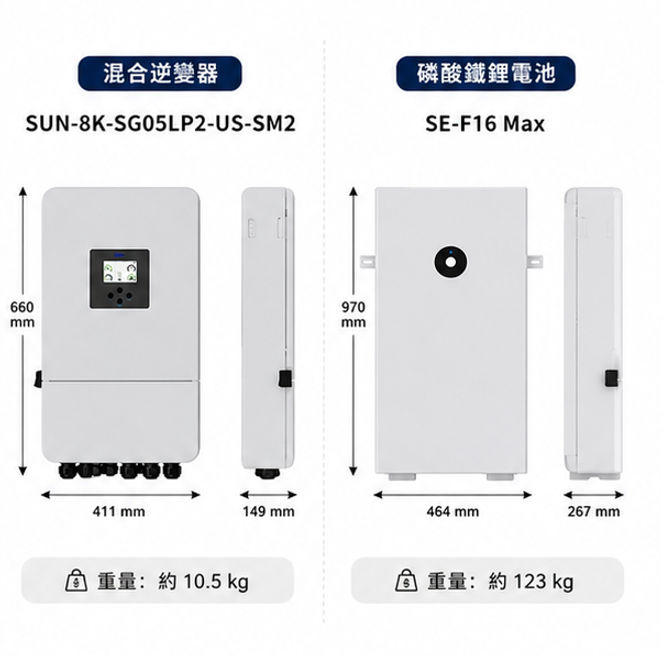 Deye 8KW主機 + 16度電 儲能