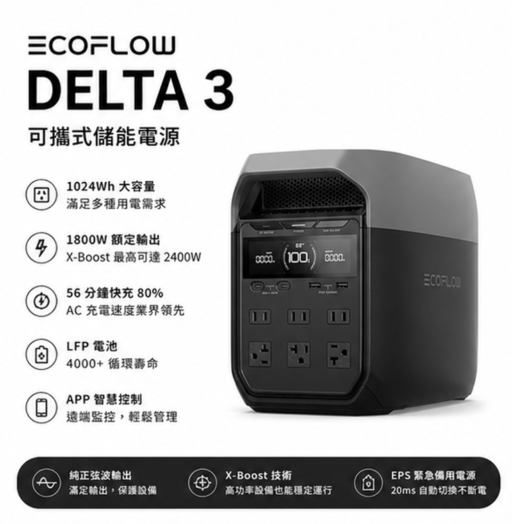 Ecoflow Delta 3 戶外儲能電源