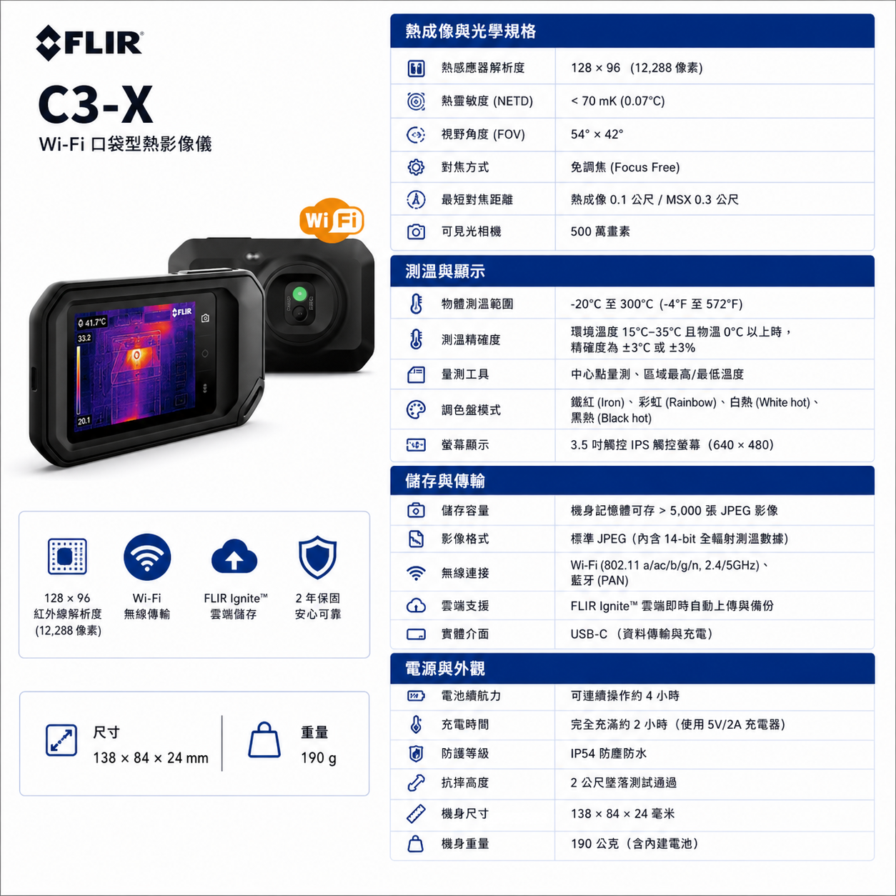 FLIR C3-X 口袋型熱顯像
