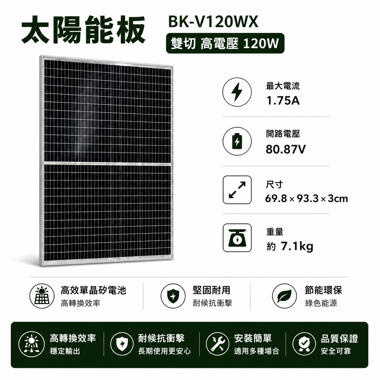 太陽能板 高電壓 雙玻雙切 (小板)