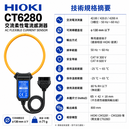 HIOKI CT6280 交流柔性電流感測器 4200A