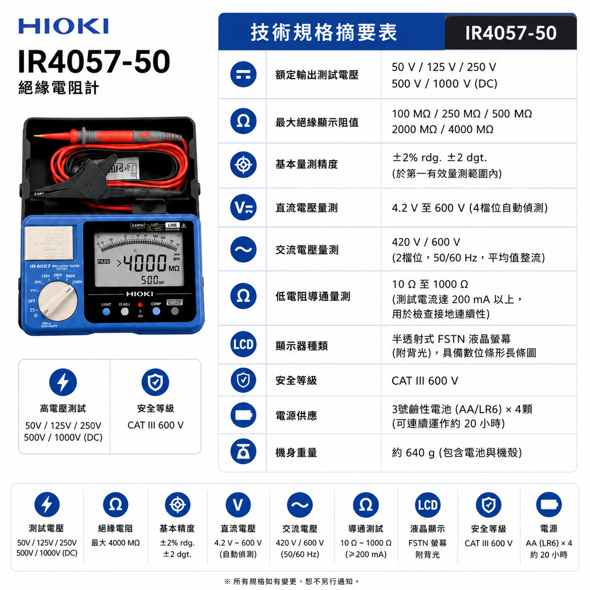 HIOKI IR4057-50 五段式數位絕緣高阻計