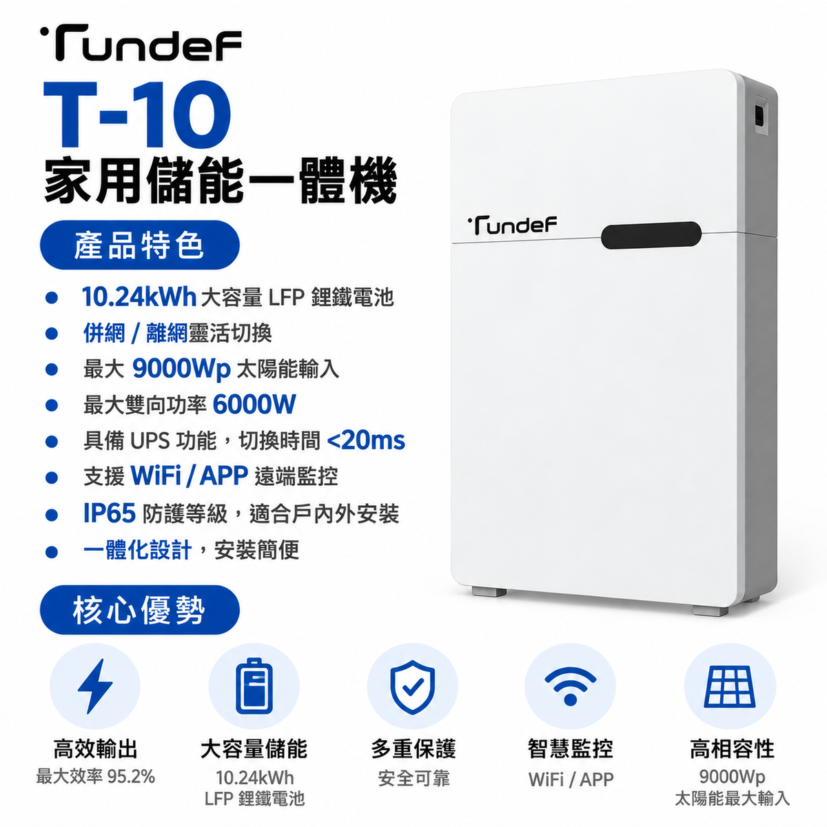 Tundef T-10 家用儲能一體機｜6kW・10.24kWh